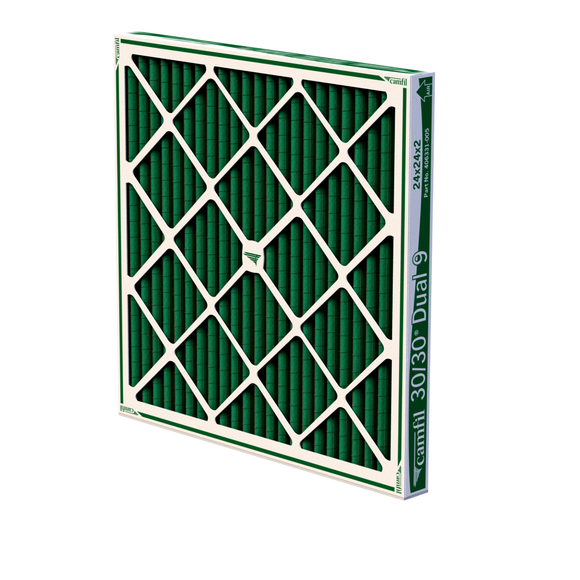 Camfil 30/30 DUAL 9 High Capacity MERV 9 Pleated Panel Air Filter - 12x24x2 - Dual-layered blended polyester